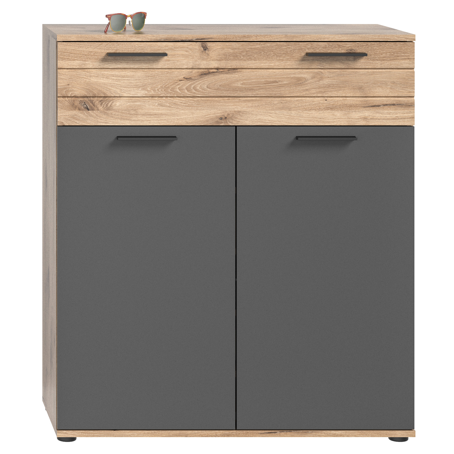 Garderobenkommode MASON - Nox Oak-Basalt grau - 90 cm
