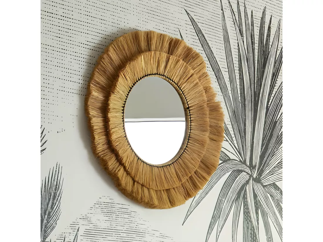 Miroir mural en Raphia D 57 cm