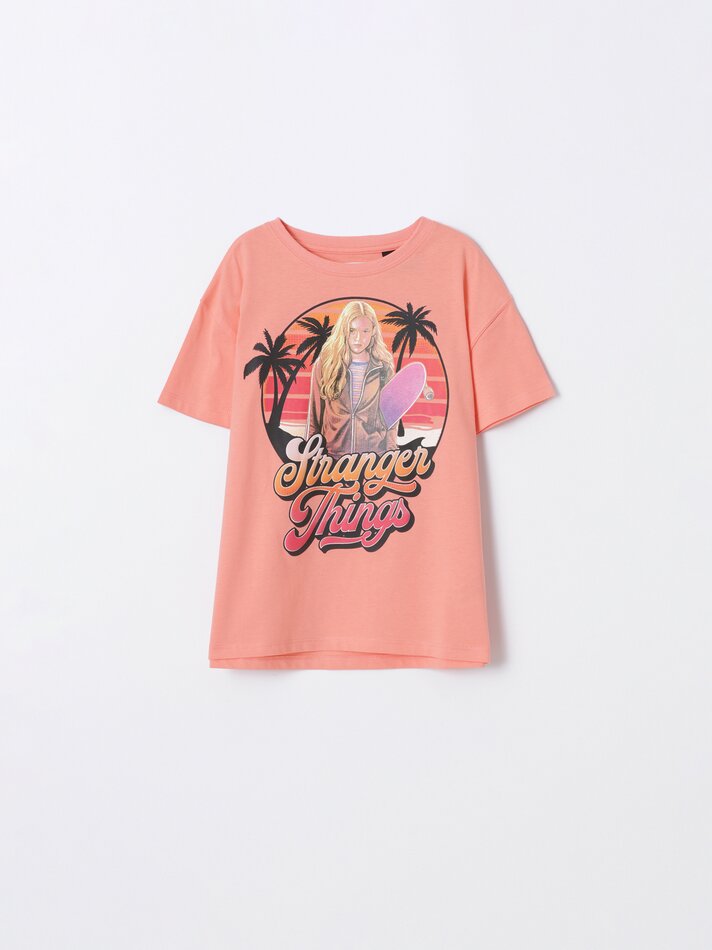 Camiseta Stranger Things Netflix com estampa - Damasco