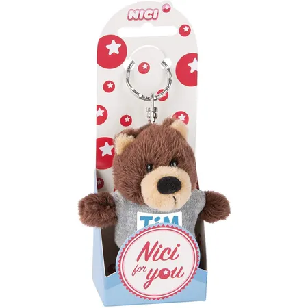 NICI Schlüsselanhänger Bär mit T-Shirt Tim, 10 cm,