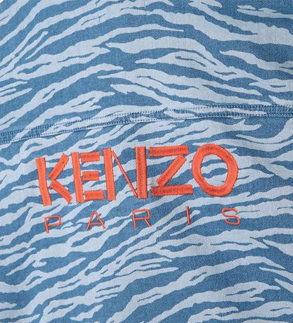 Kenzo Denimskjorte - Cropped - LyseBlå m. Tigerstriber/Orange