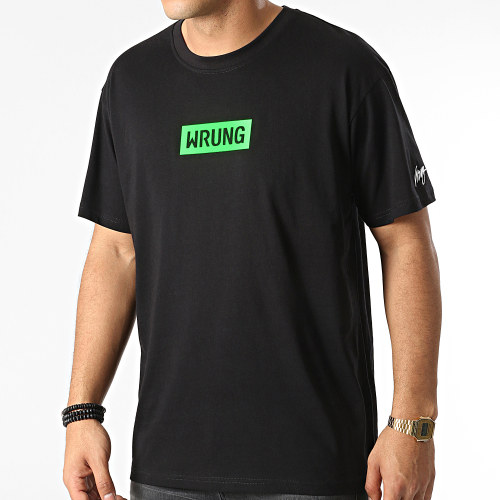 Tee Shirt Oversize Large Make Art Not War Noir Vert Fluo