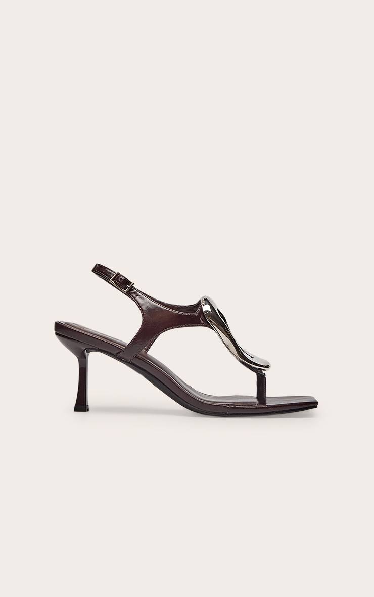 Chocolate Plum Sandale À Talon En Synthétique Avec Détails Dorés Et Bride Entre-orteils