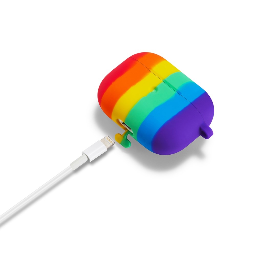 AirPods Pro Silikon Schutzhülle Abdeckung mit Karabinerhaken - Regenbogen