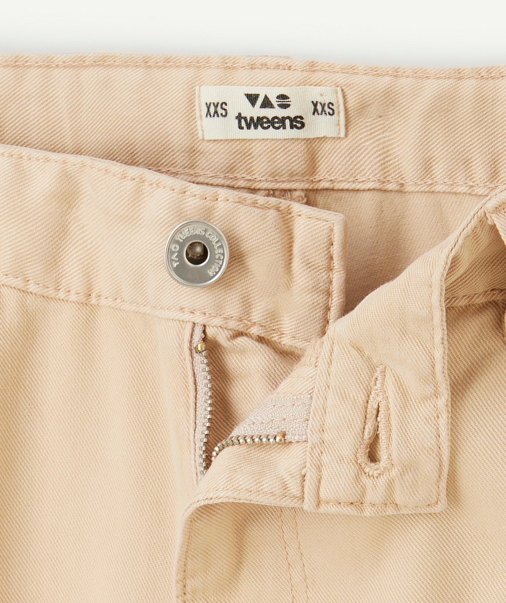 pantalon large cargo fille en viscose responsable beige