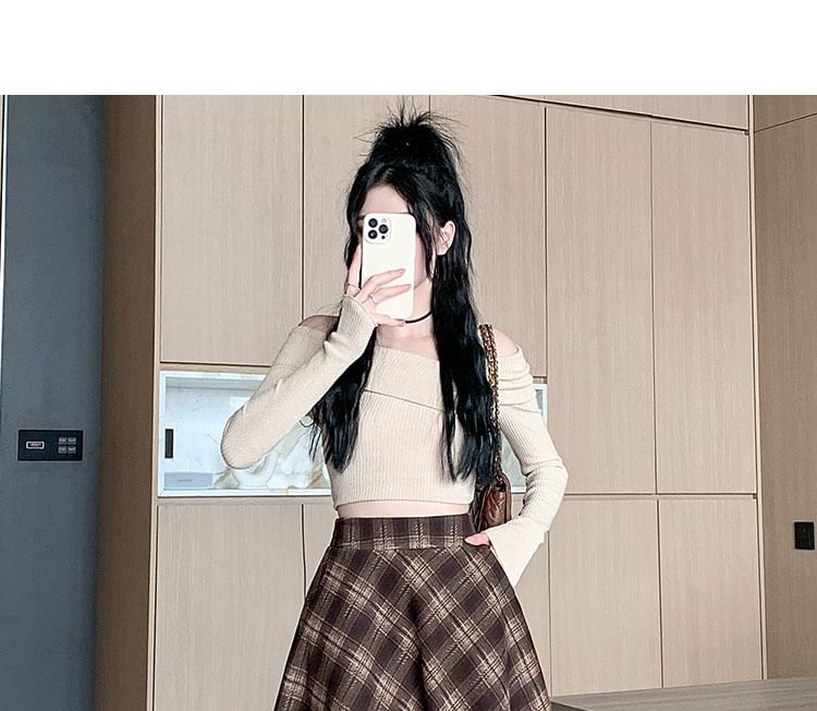 Shinsei - Hoge taille geruite mini A-lijn rok