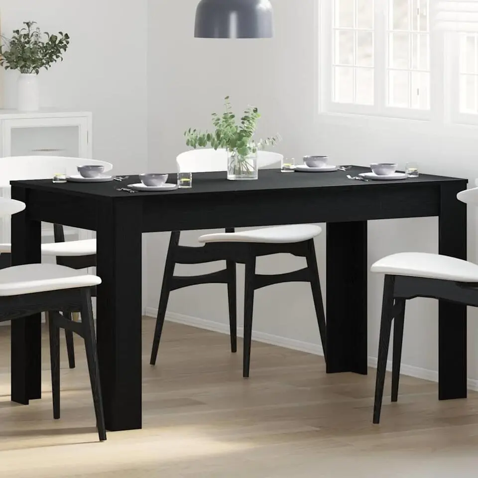 vidaXL Eettafel - Rechthoekige tafel - Zwart eiken - Hout - 140x74.5x76 cm