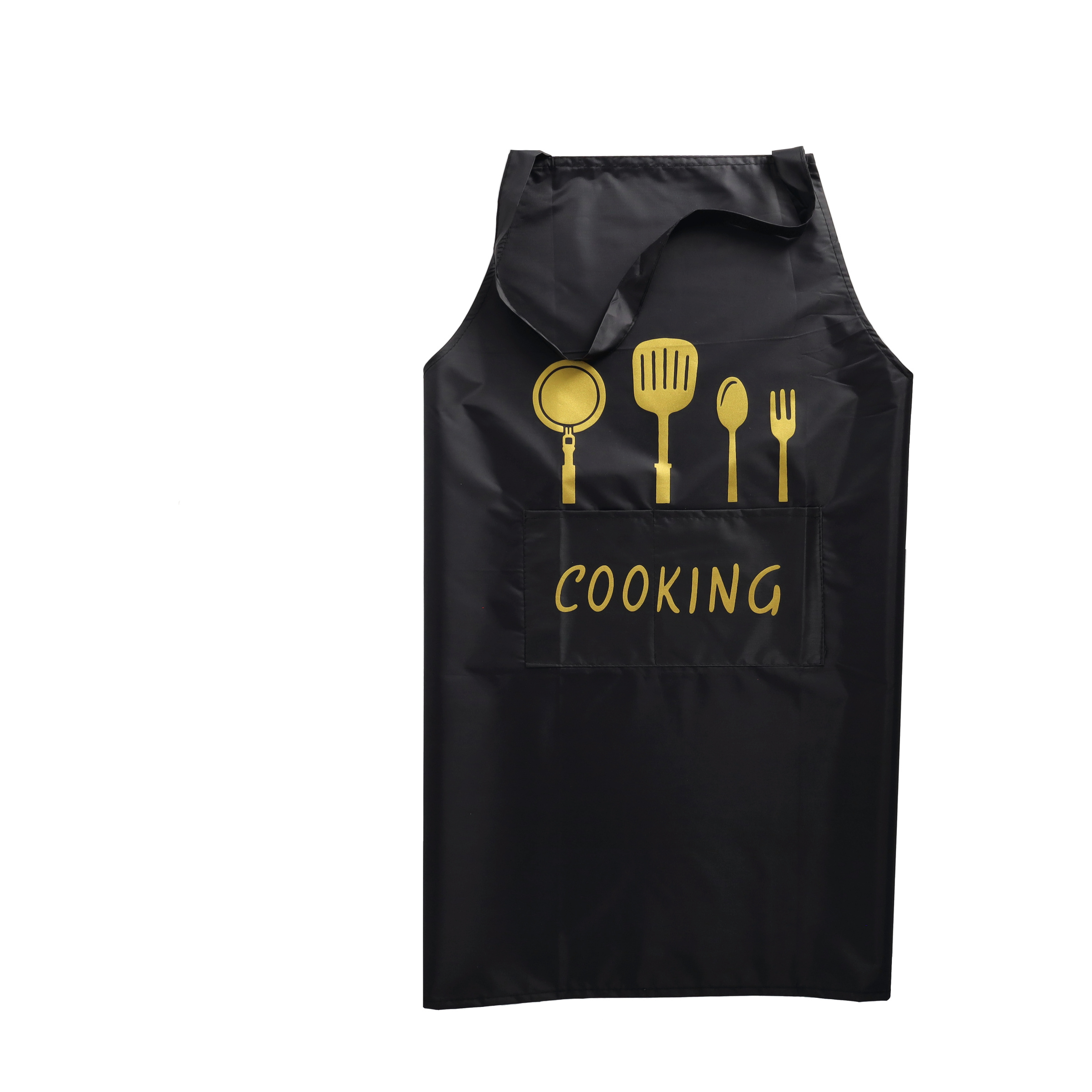 (90x60cm) Stylische Kochschürze Wasserabweisende BBQ Grillschürze Koch Umhang mit Bauchtasche   Rückenschnürung - Schwarz