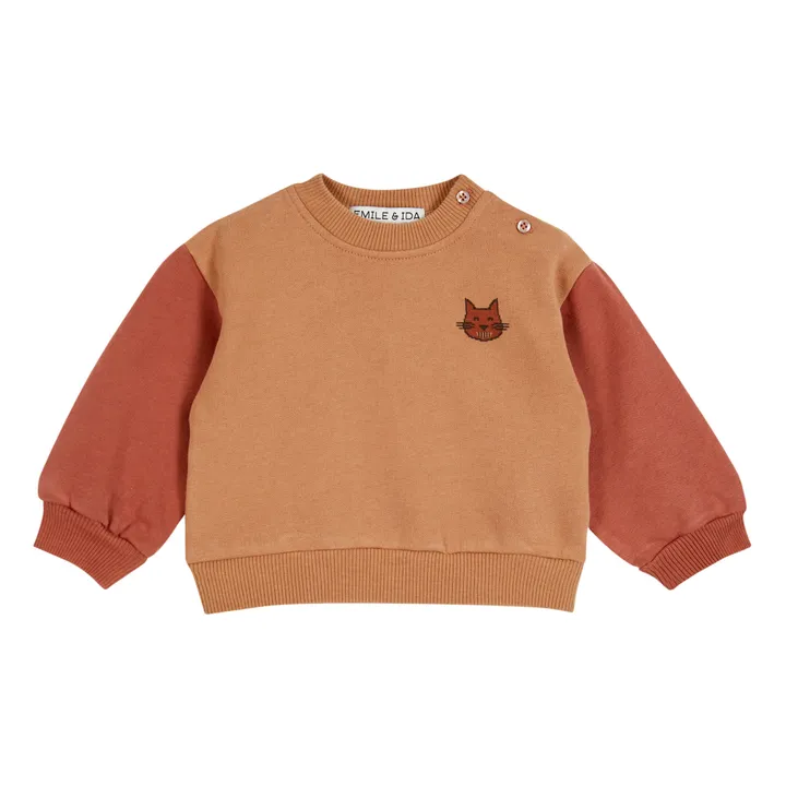 Emile et Ida Sweat Coton Bio Bicolore | Camel
