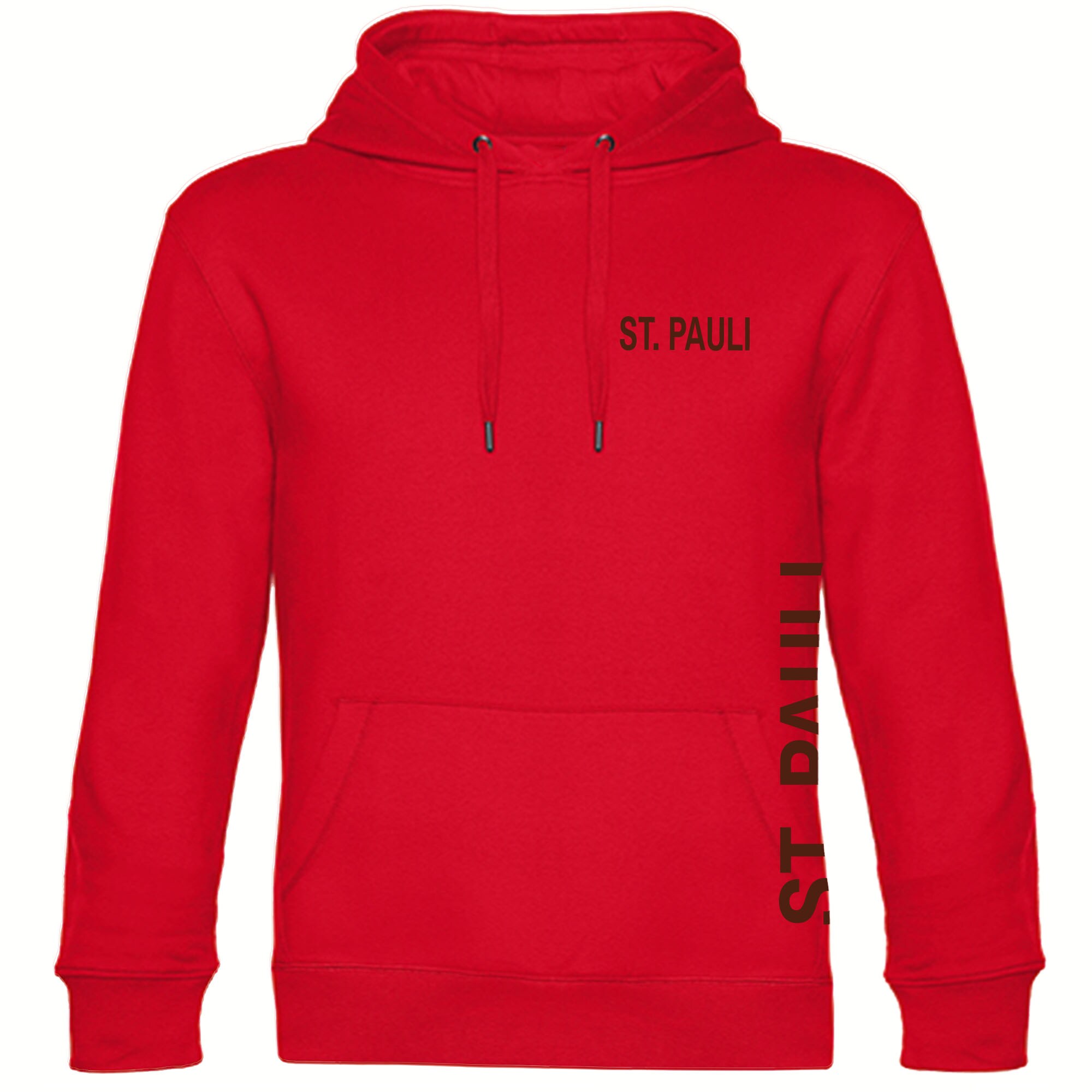 multifanshop® Kapuzen Sweatshirt - St. Pauli - Brust & Seite - Druck braun