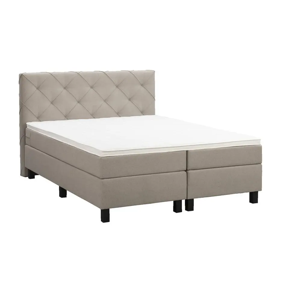 Boxspring Liv geruit - beige - 160x200 cm - vierkante poot