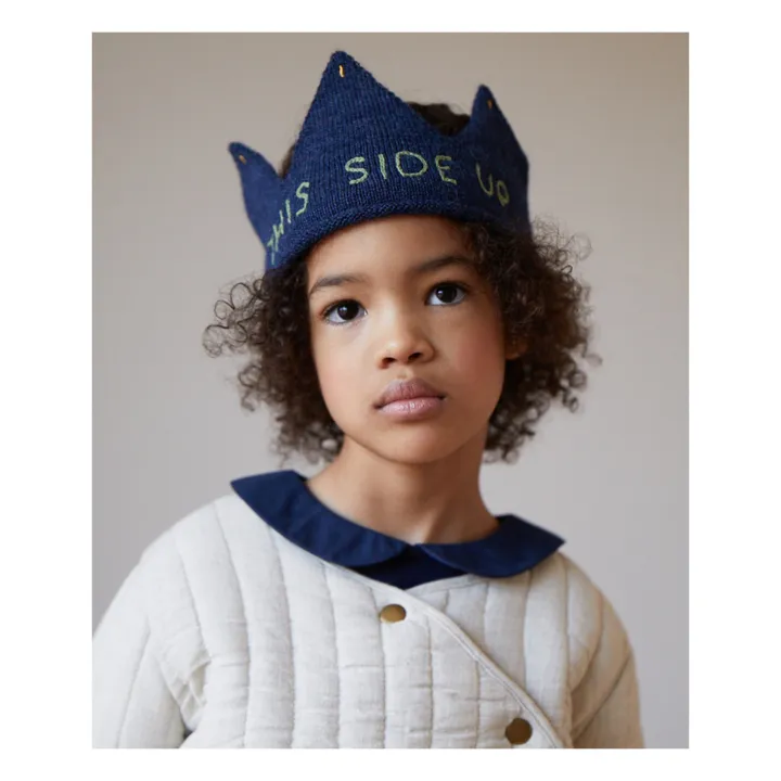 Oeuf NYC Bandeau Baby Alpaga Brodé Main | Bleu marine