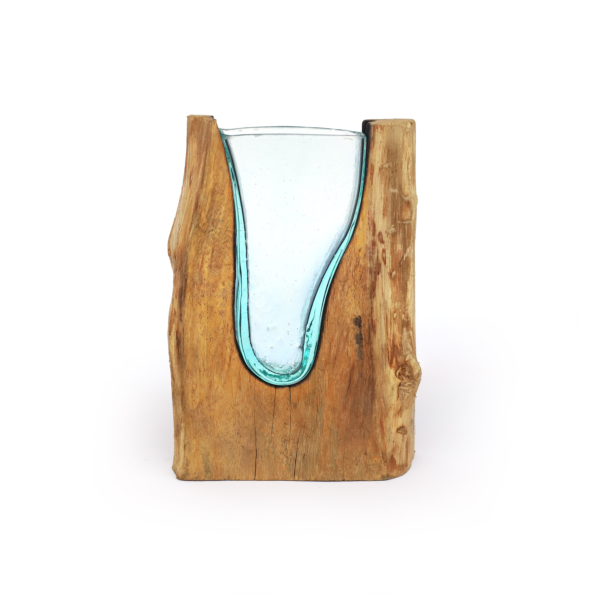 Wurzelholz-Glasvase 'V', B 15 cm, H 25 cm, T 6 cm von fischer's lagerhaus