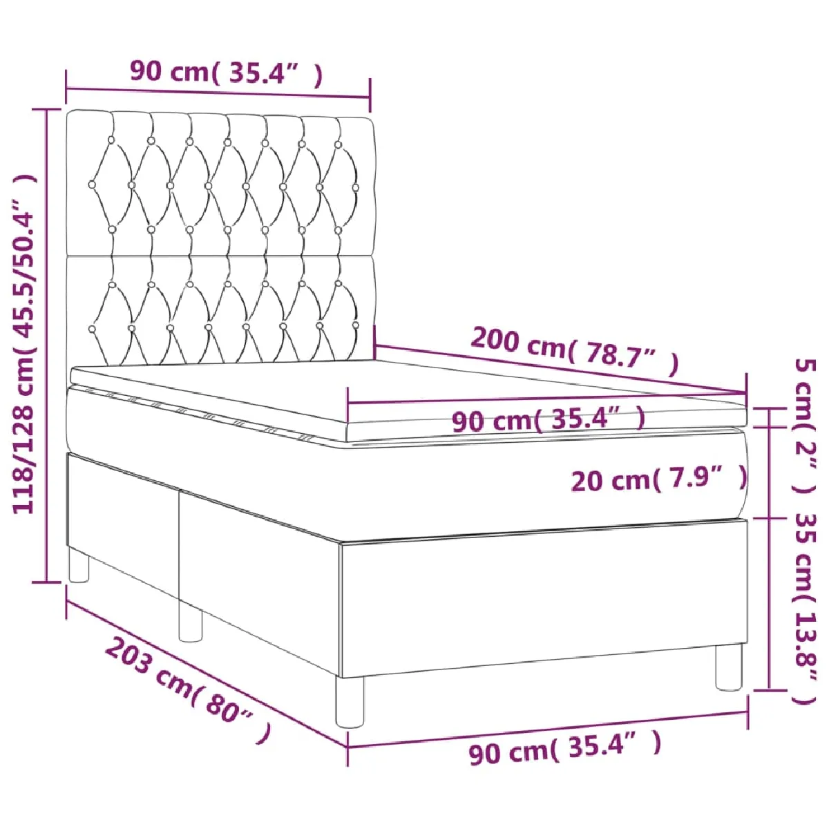 vidaXL Sommier à lattes taupe 90x200 cm