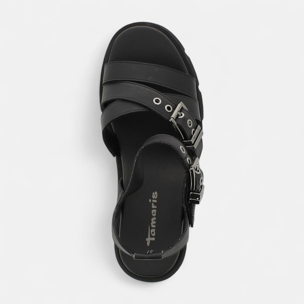 Sandales à talon compensé Femme noir