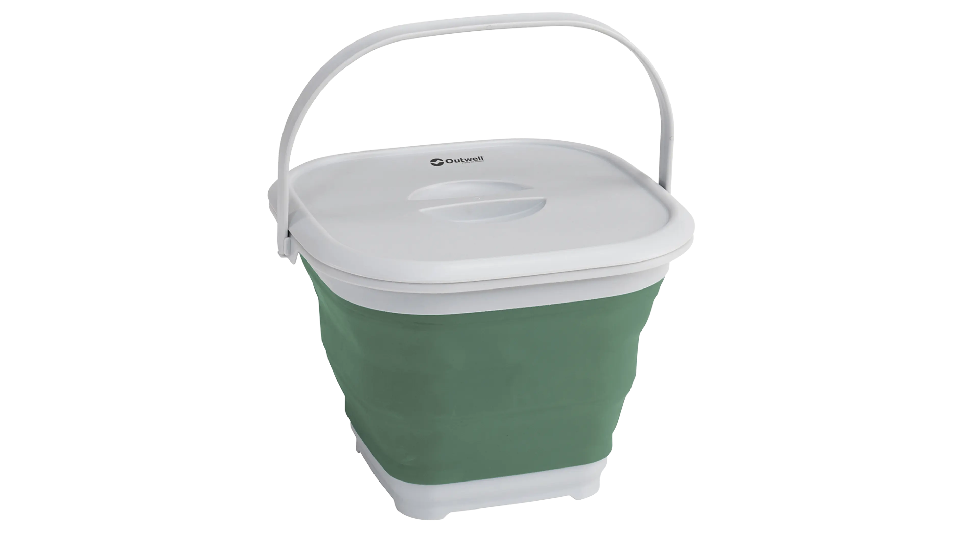 Eckiger Eimer Collaps mit Deckel Shadow Green