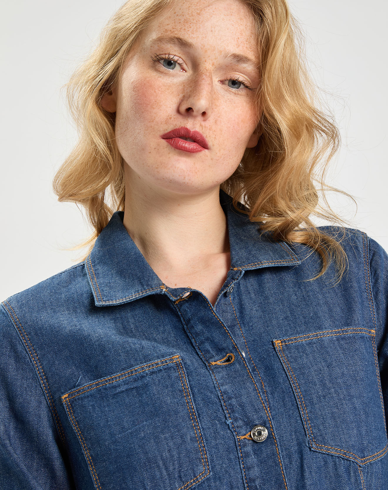 Tommy Hilfiger Robe midi en jean 100% Coton Bio Fit & Flare Mady bleu foncé