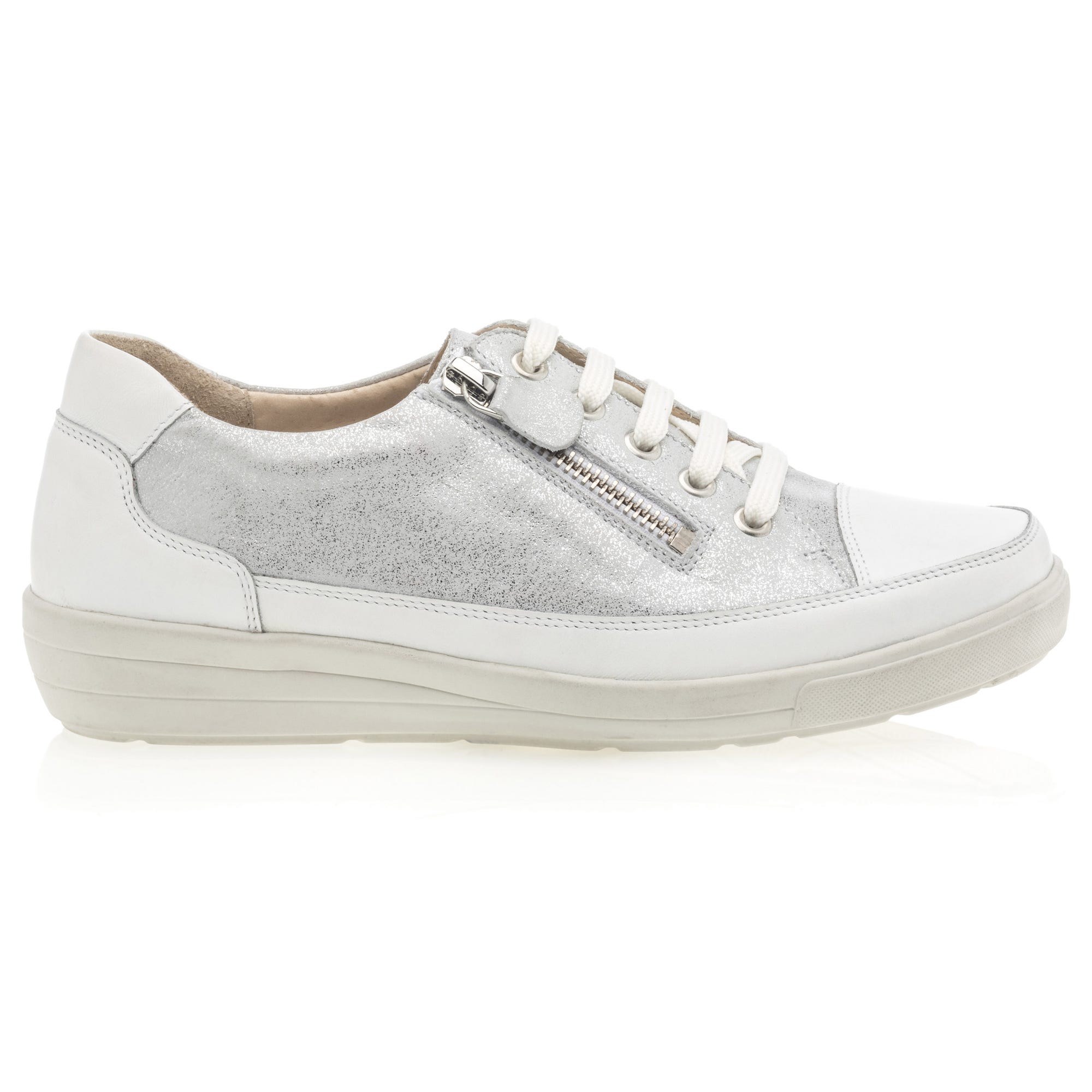 Baskets basses Femme en cuir argent