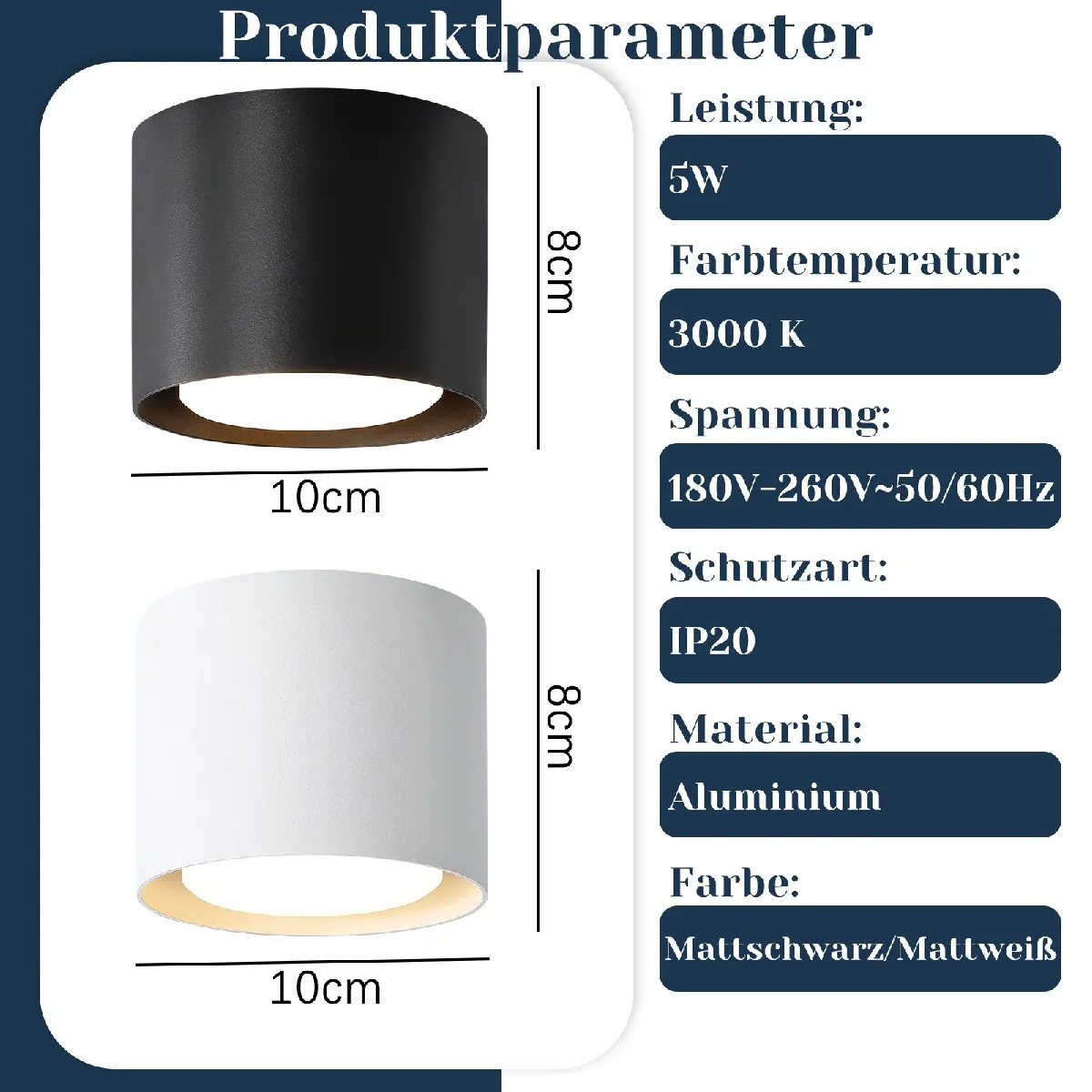 Nettlife Plafonnier Spot LED - Blanc