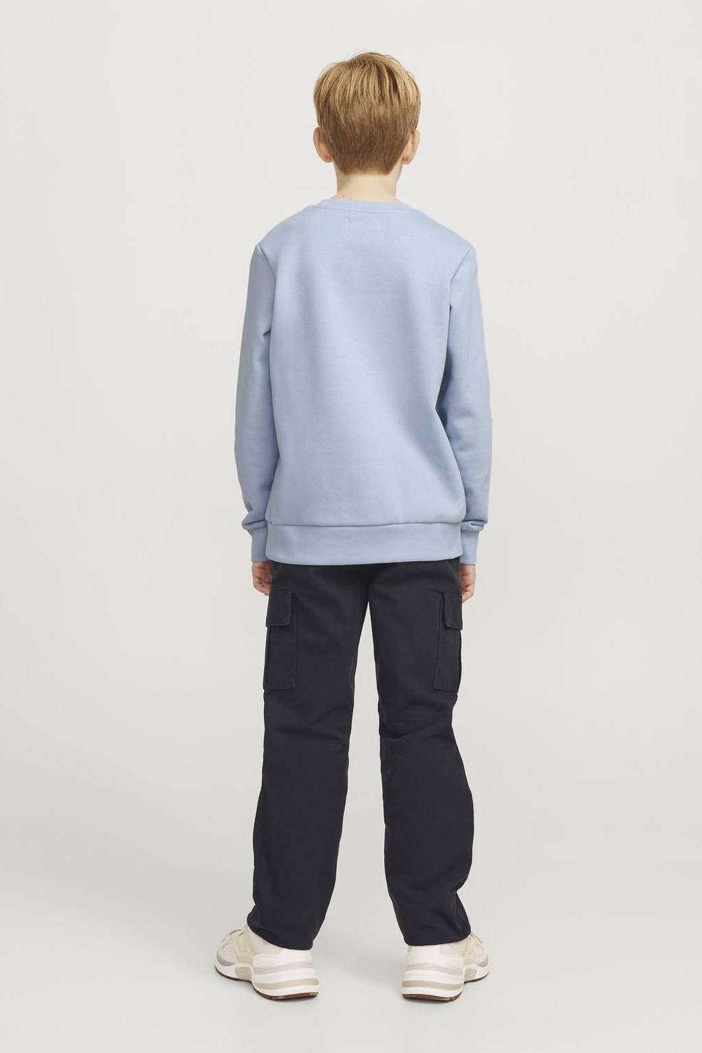 JACK & JONES sweater JJECALEB met logo lichtblauw