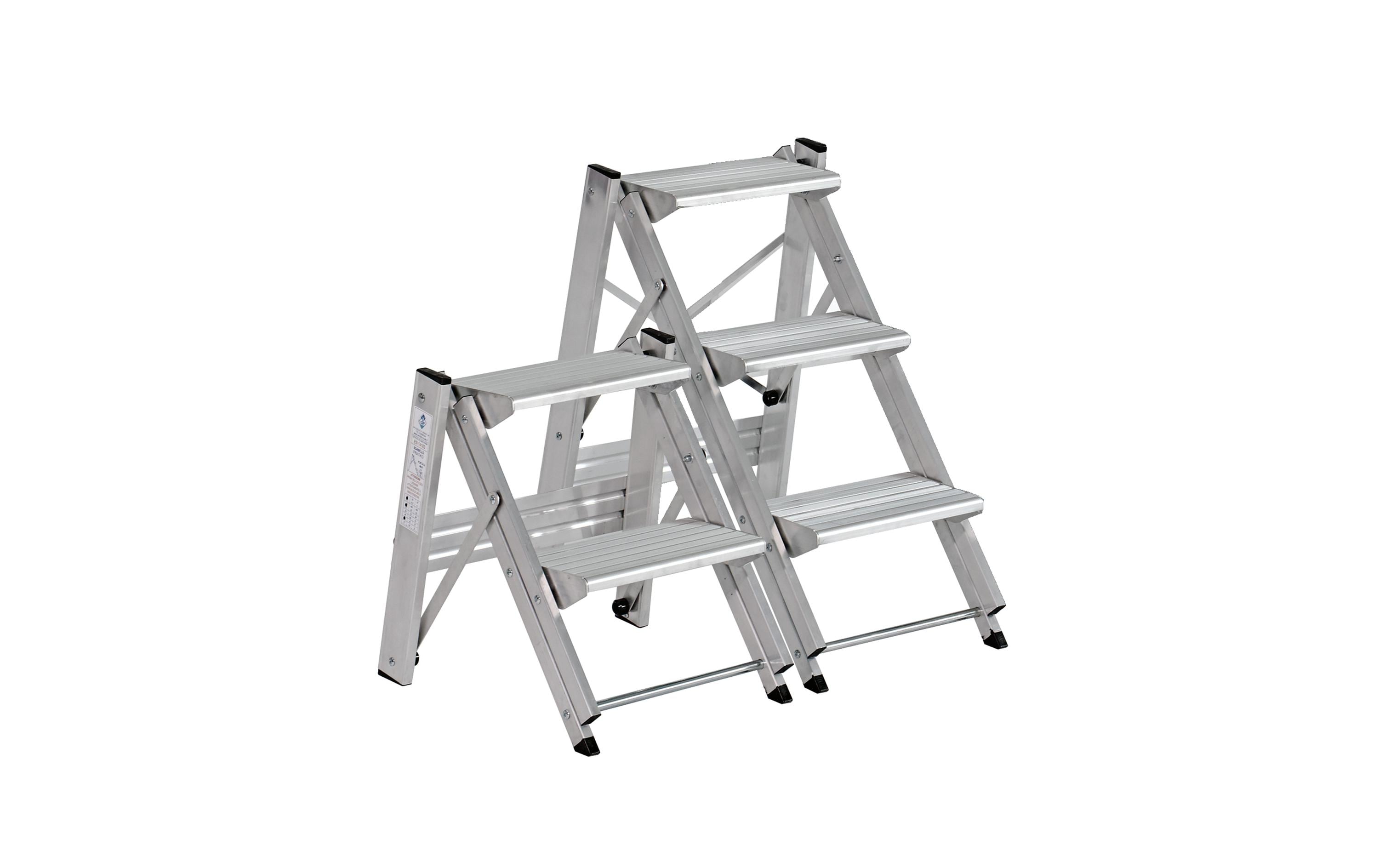 Trittleiter Aluminium 2 Stufen<br>Sicherheitstreppe mit grossen Stufen