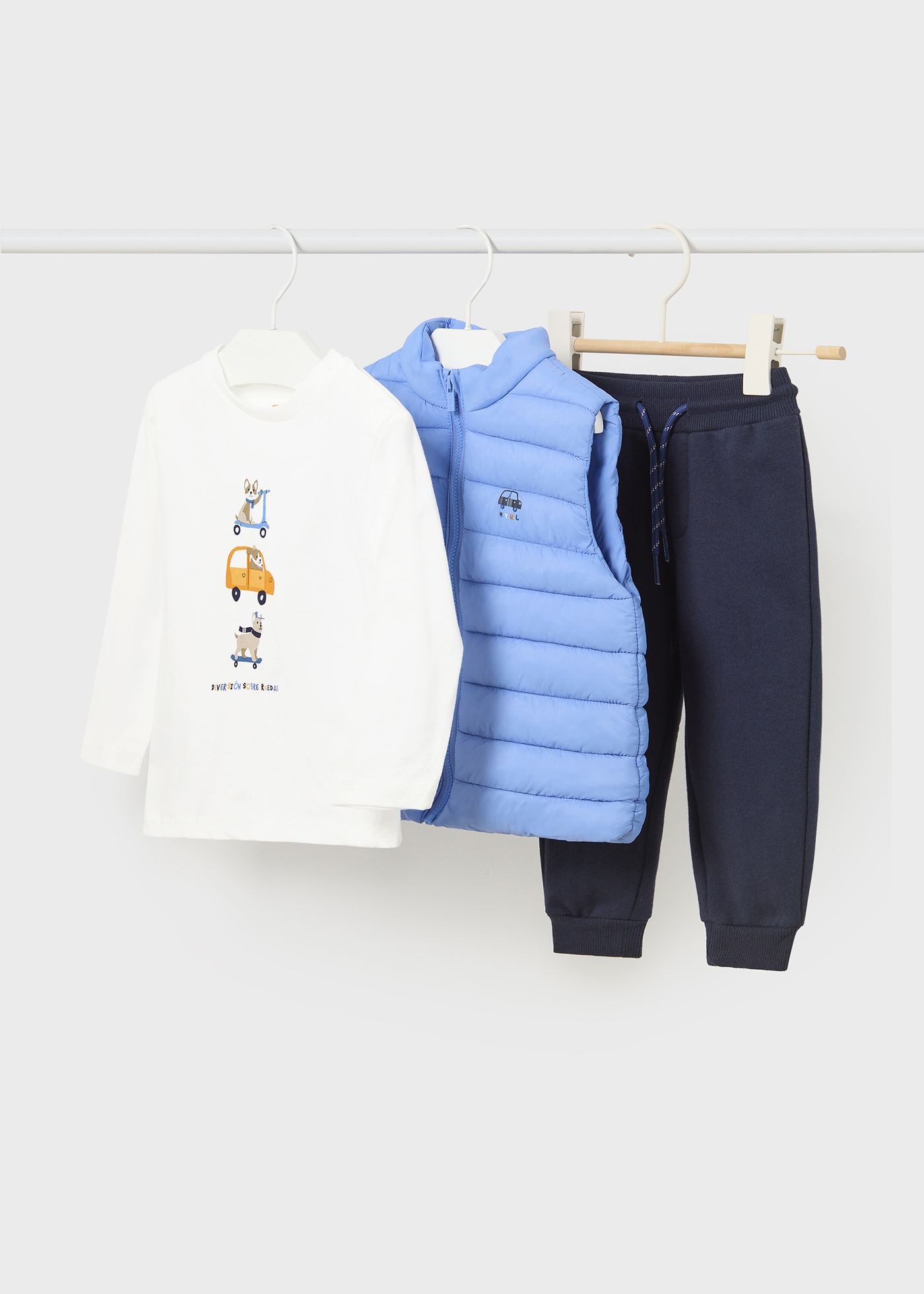 Conjunto de 3 peças com colete acolchoado para bebê