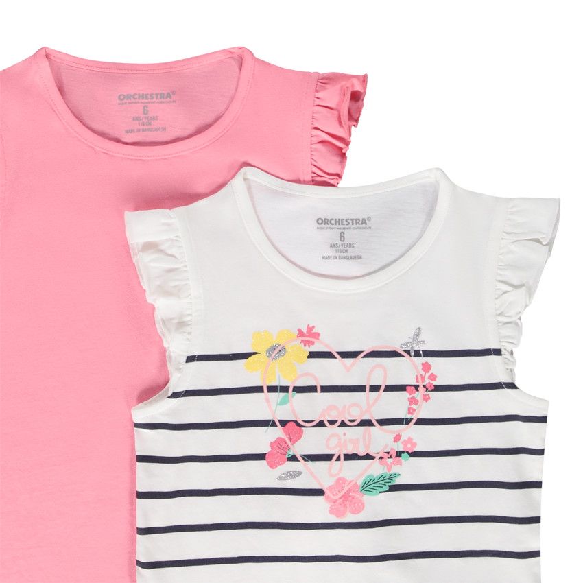 Lot de 4 t-shirts en jersey fantaisie pour fille - Ecru