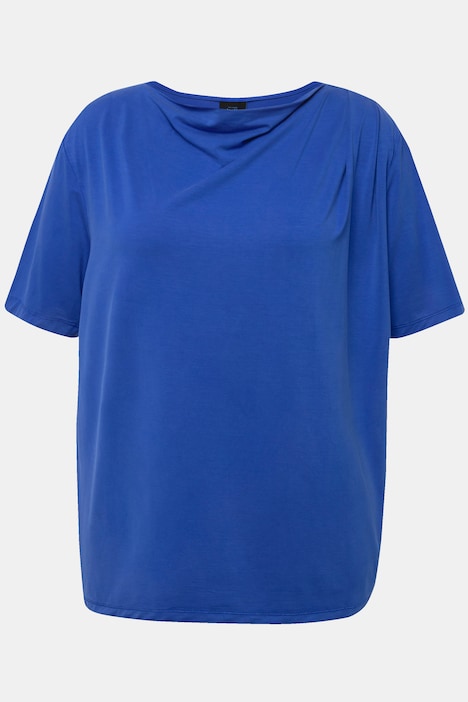 T-Shirt, Lyocell, Wasserfall-Ausschnitt, Halbarm