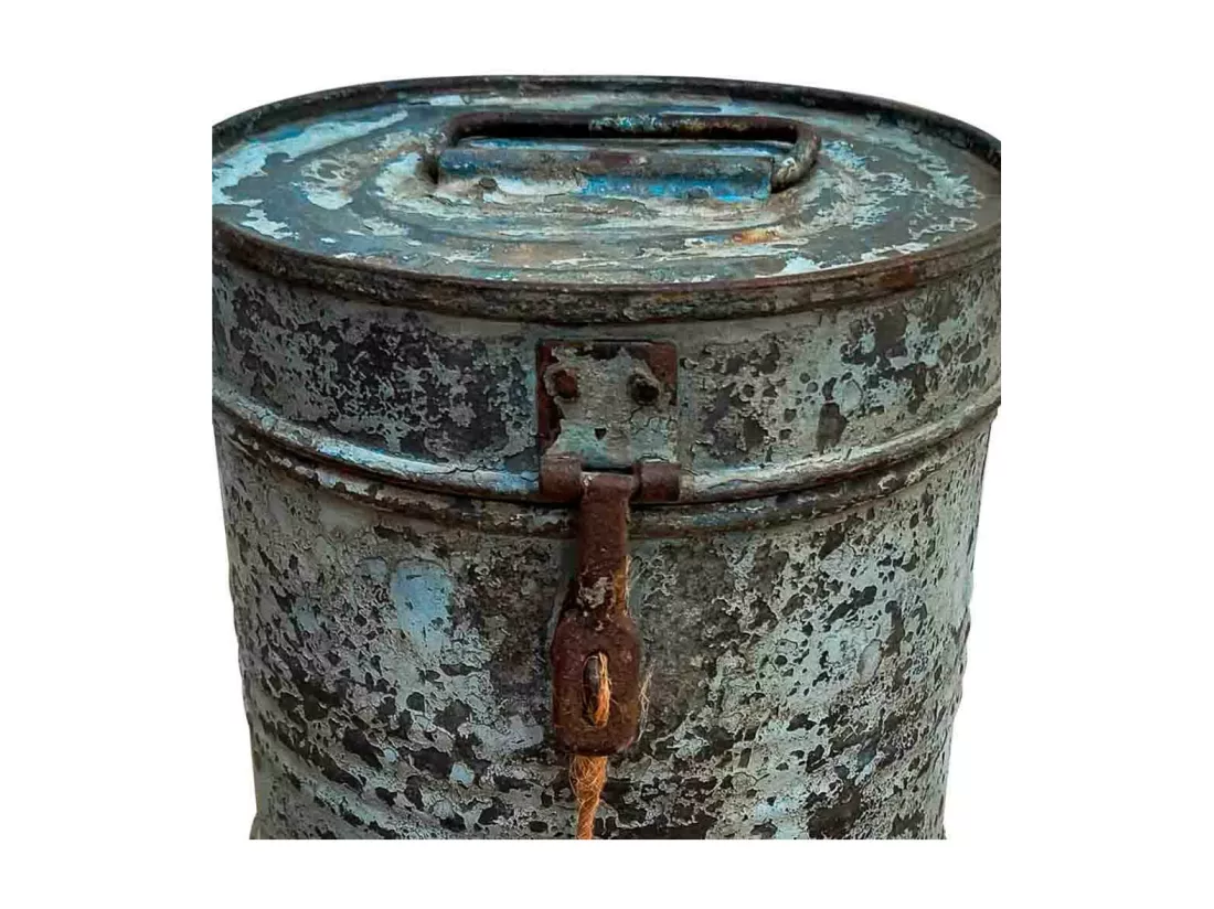 Bidon en metal bleu 20x20x24h