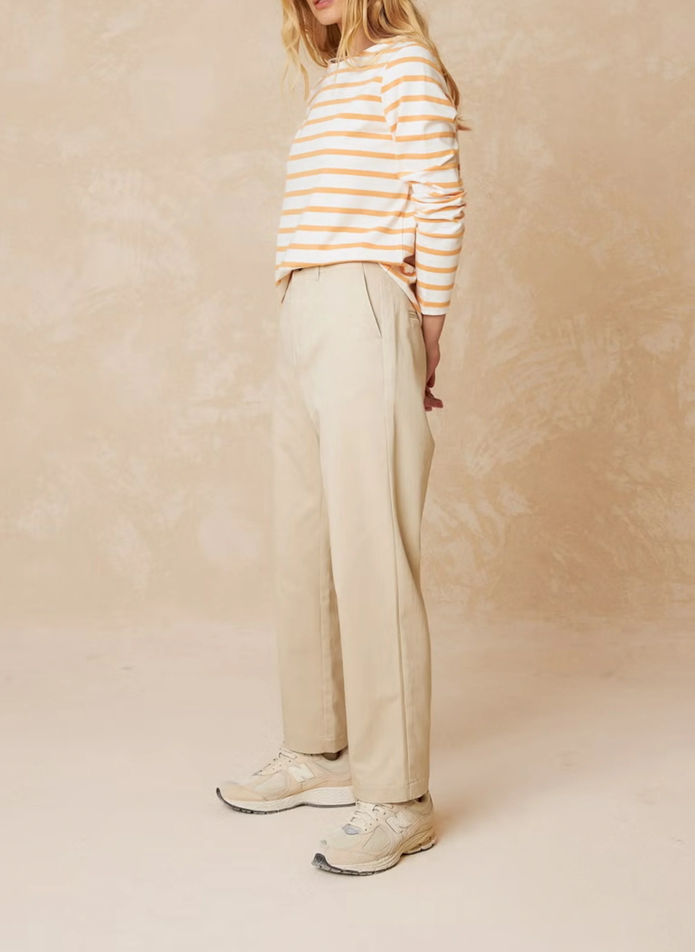 LUCAS - Pantalon droit en coton mélangé | Beige