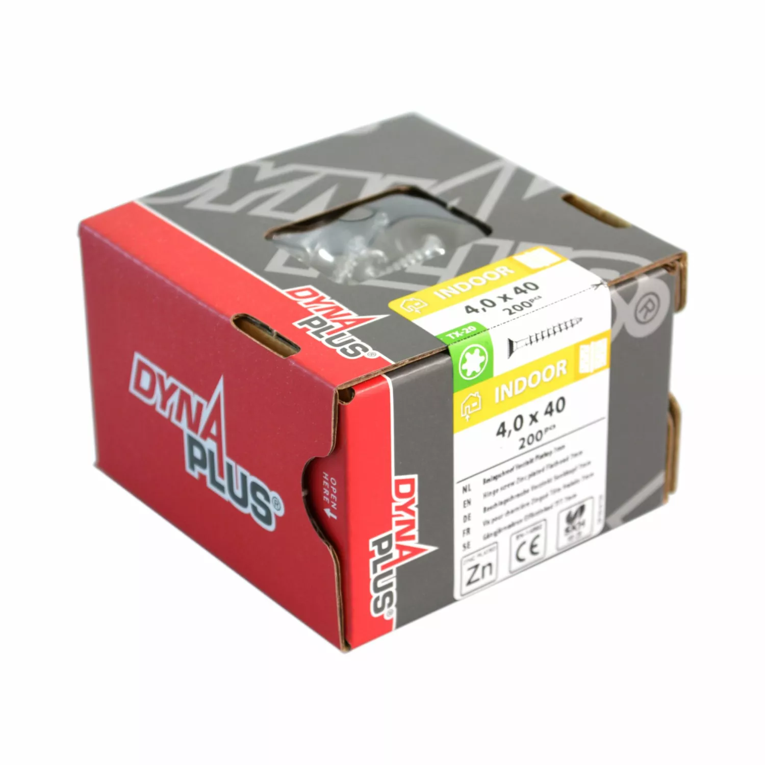 DynaPlus 0285.01.25605 Beslagschroef - 7 mm Platkop - Voldraad - Verzinkt -Zwarte kop - TX20 - 4.0 x 40mm (200st)