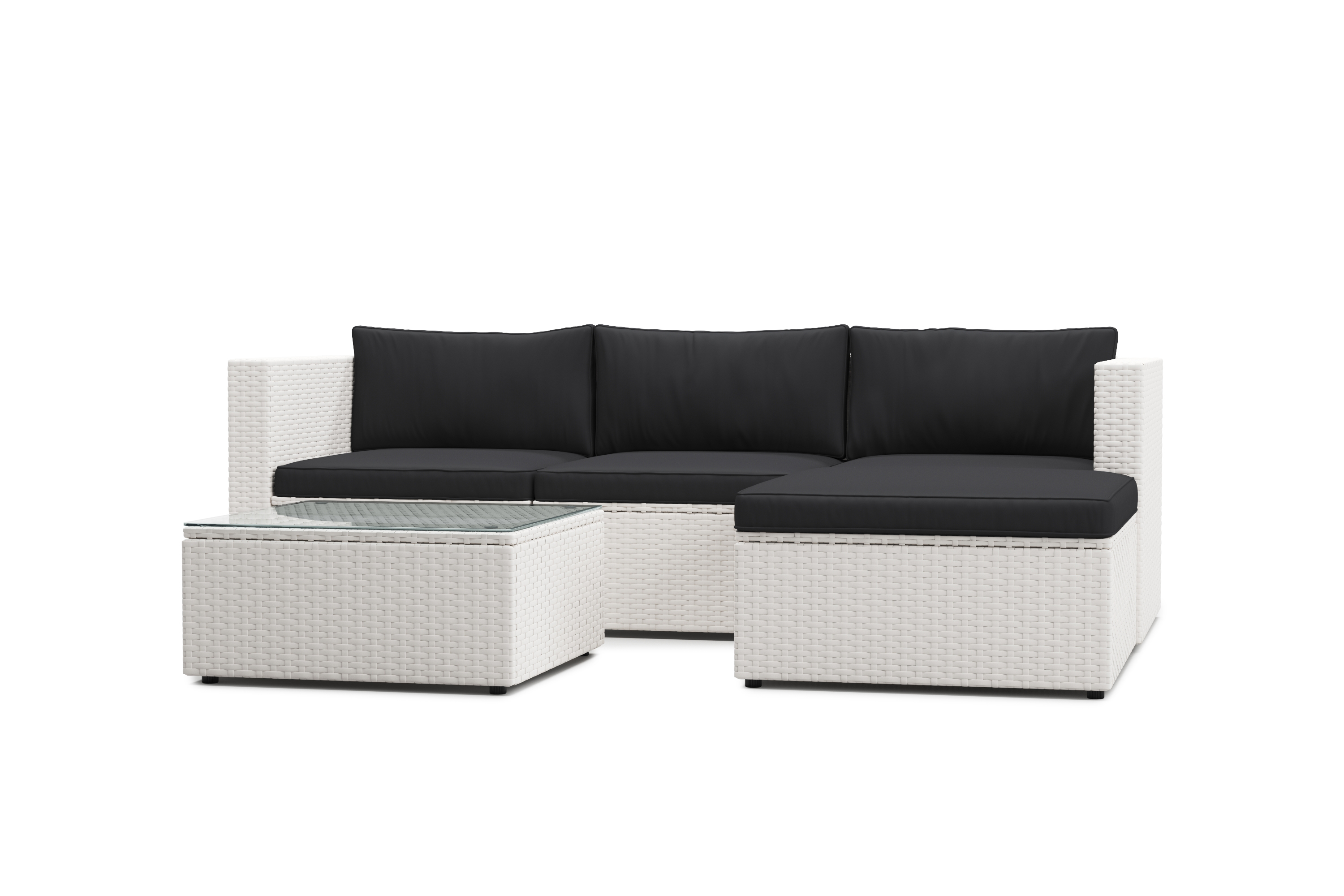 Rattanlounge MALIBU weiss/schwarz