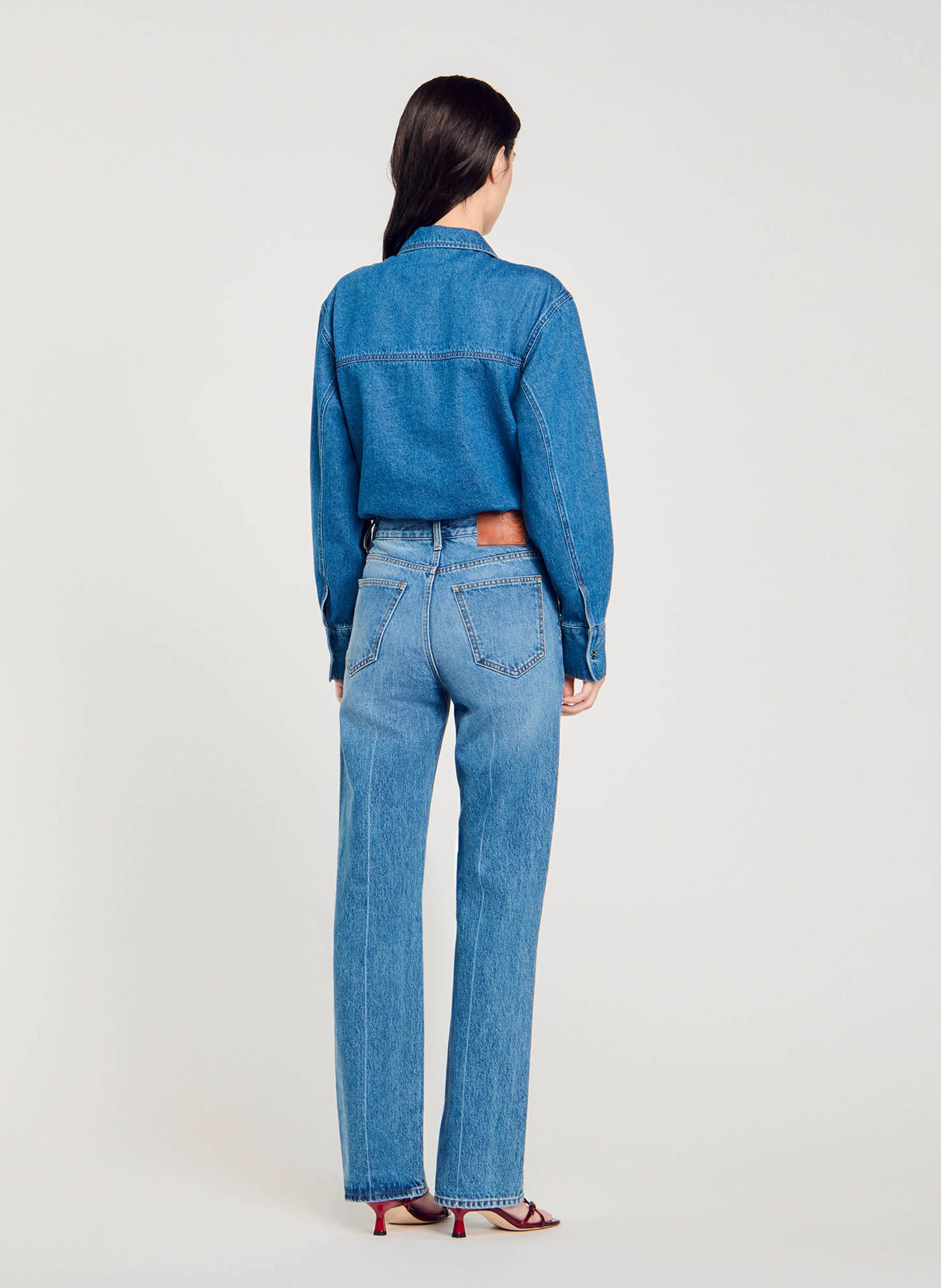Chemise body jean en coton | Bleu