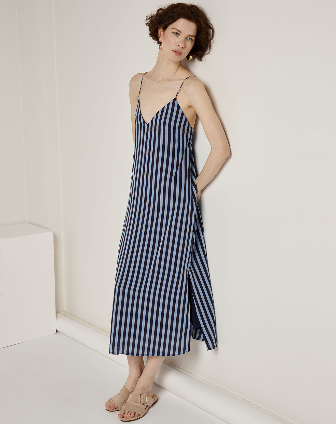See u Soon Robe Chloé rayée bleue
