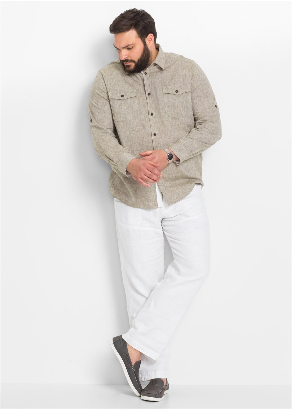 Pantalon lin Regular Fit, longueur modulable