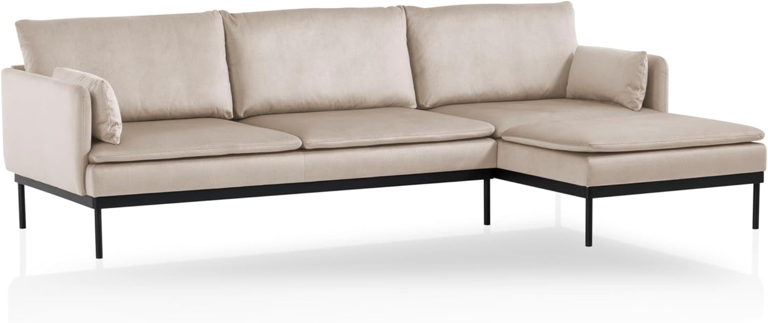 Traumnacht Ecksofa Lyon Sofa 2-Sitzer mit Recamiere, beige/Recamiere lässt sich flexibel an der rechten oder linken Seite anbauen, produziert nach deutschem Qualitätsstandard, leichter Aufbau