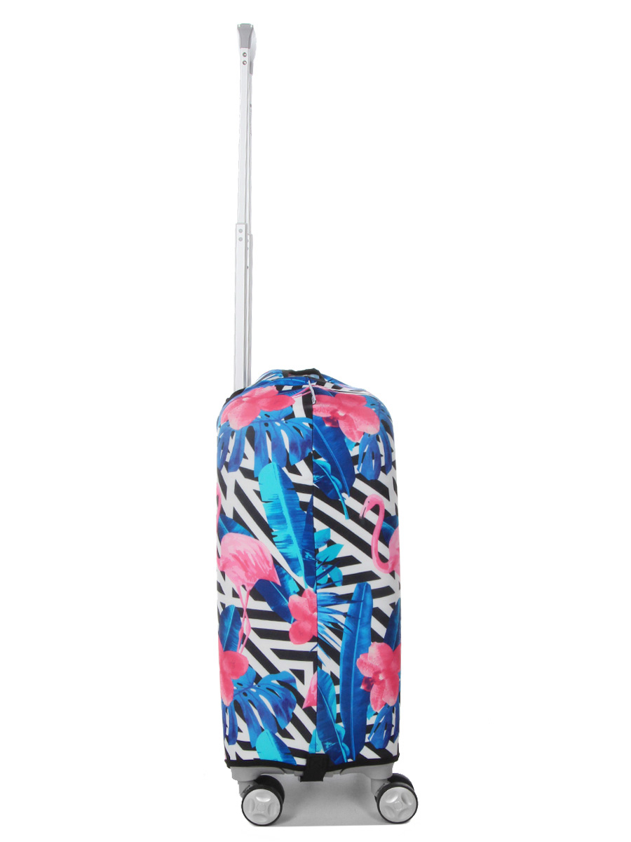 Housse de valise Periea Black & White Stripes with Flamingos S