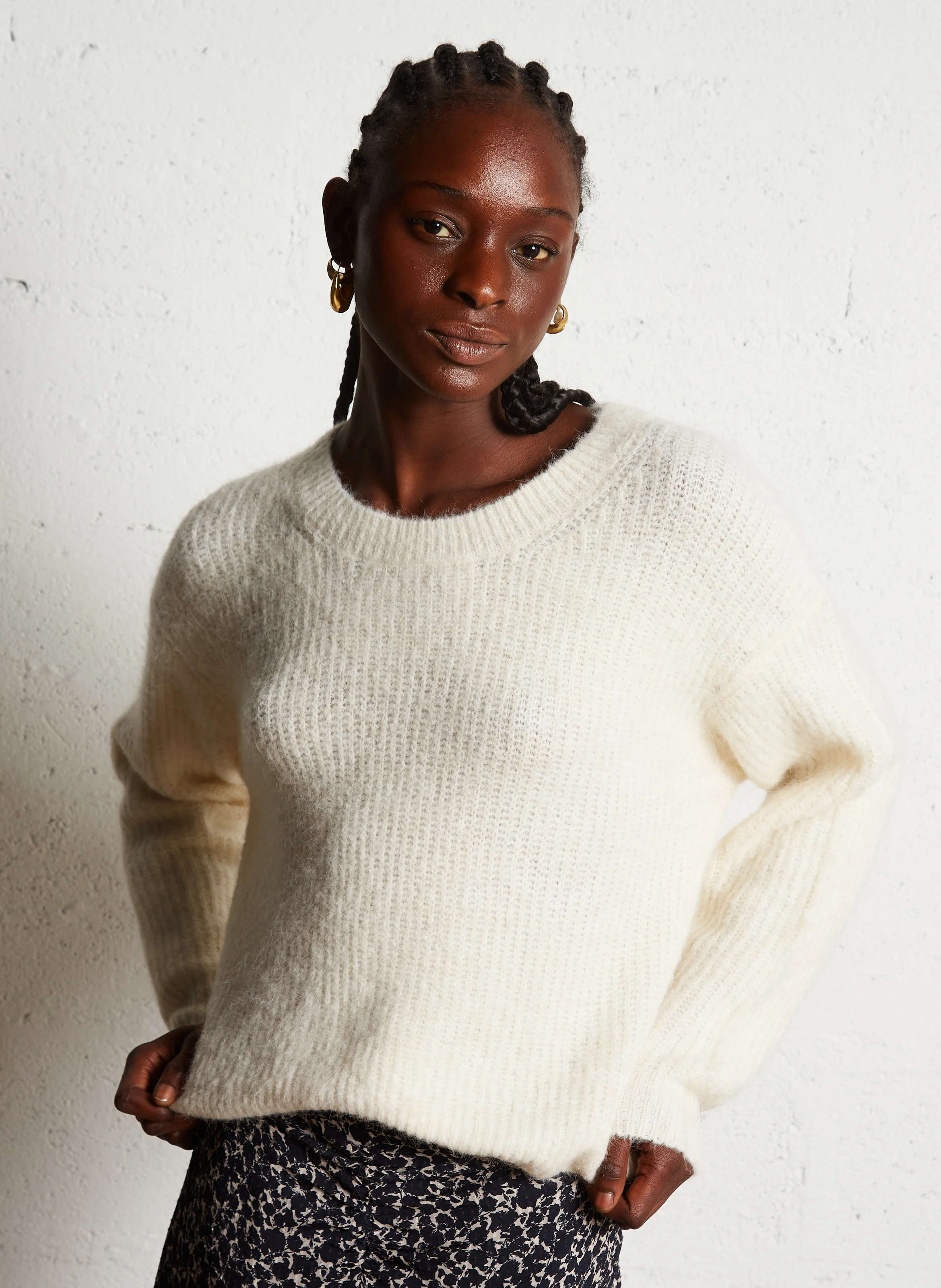 EAST - Pull col rond en laine mélangée | Beige