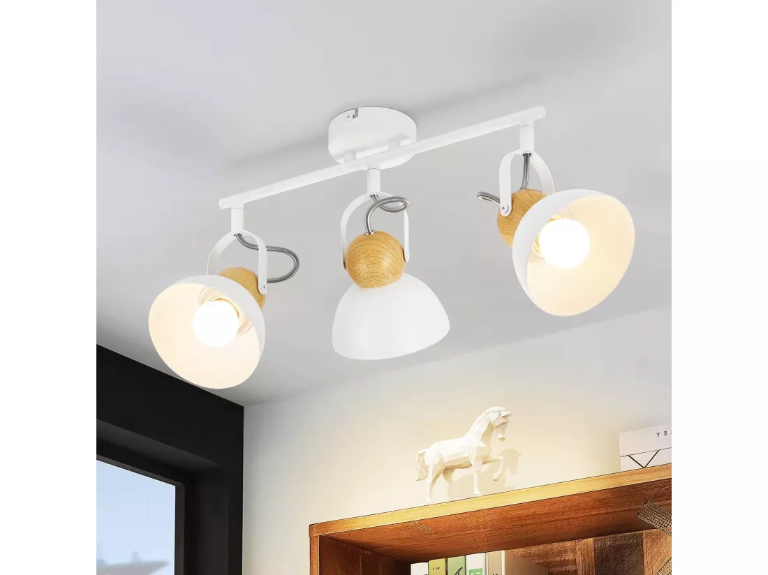 NETTLIFE Spot de plafond vintage noir E27 orientable 350° lampe de couloir rétro métal industriel orientable