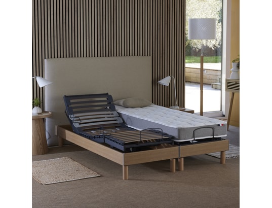 IDLITERIE - Matelas + Sommier 2 x 80 x 200 Ensemble électrique de relaxation chêne mousse hr35 2x80x200