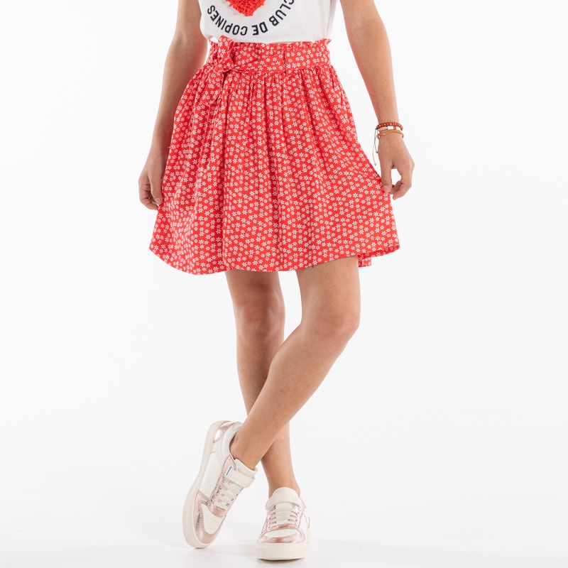 Jupe courte imprimée rouge fille