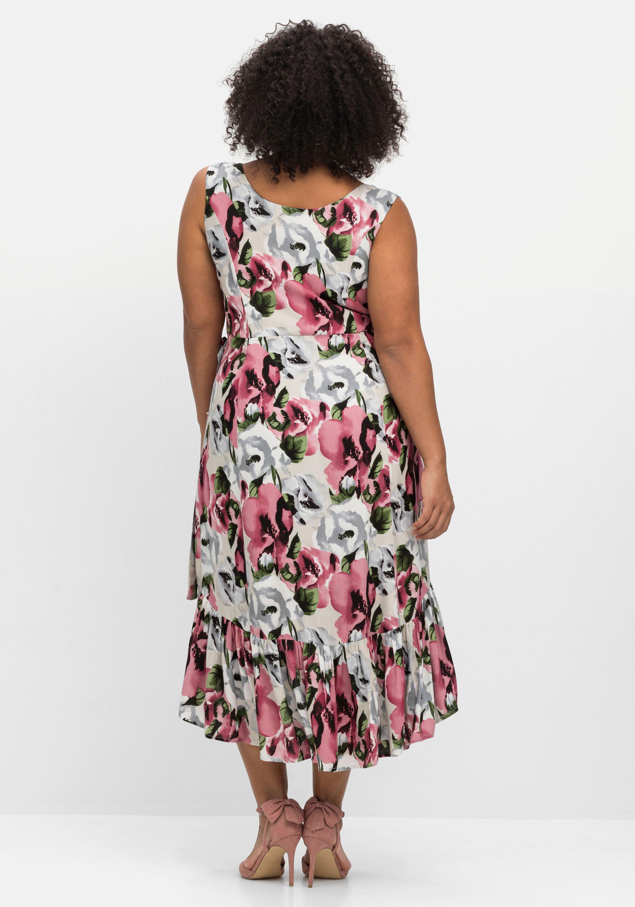 Maxikleid in Wickeloptik, mit Blumendruck