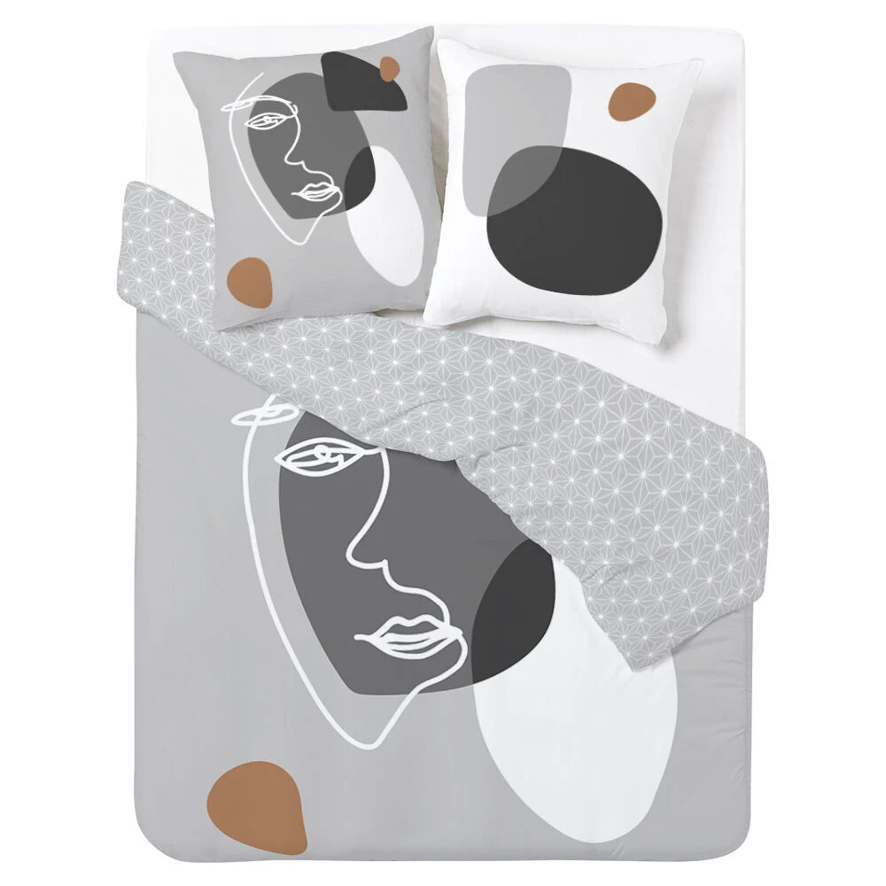 Parure de lit 2 personnes motif abstrait 220x240 cm