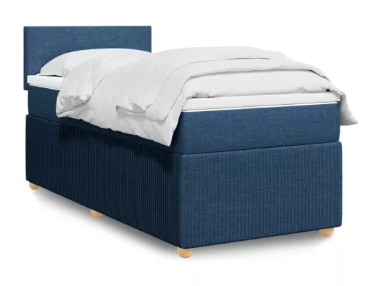 Sommier à lattes de lit avec matelas Bleu 90x190 cm Tissu