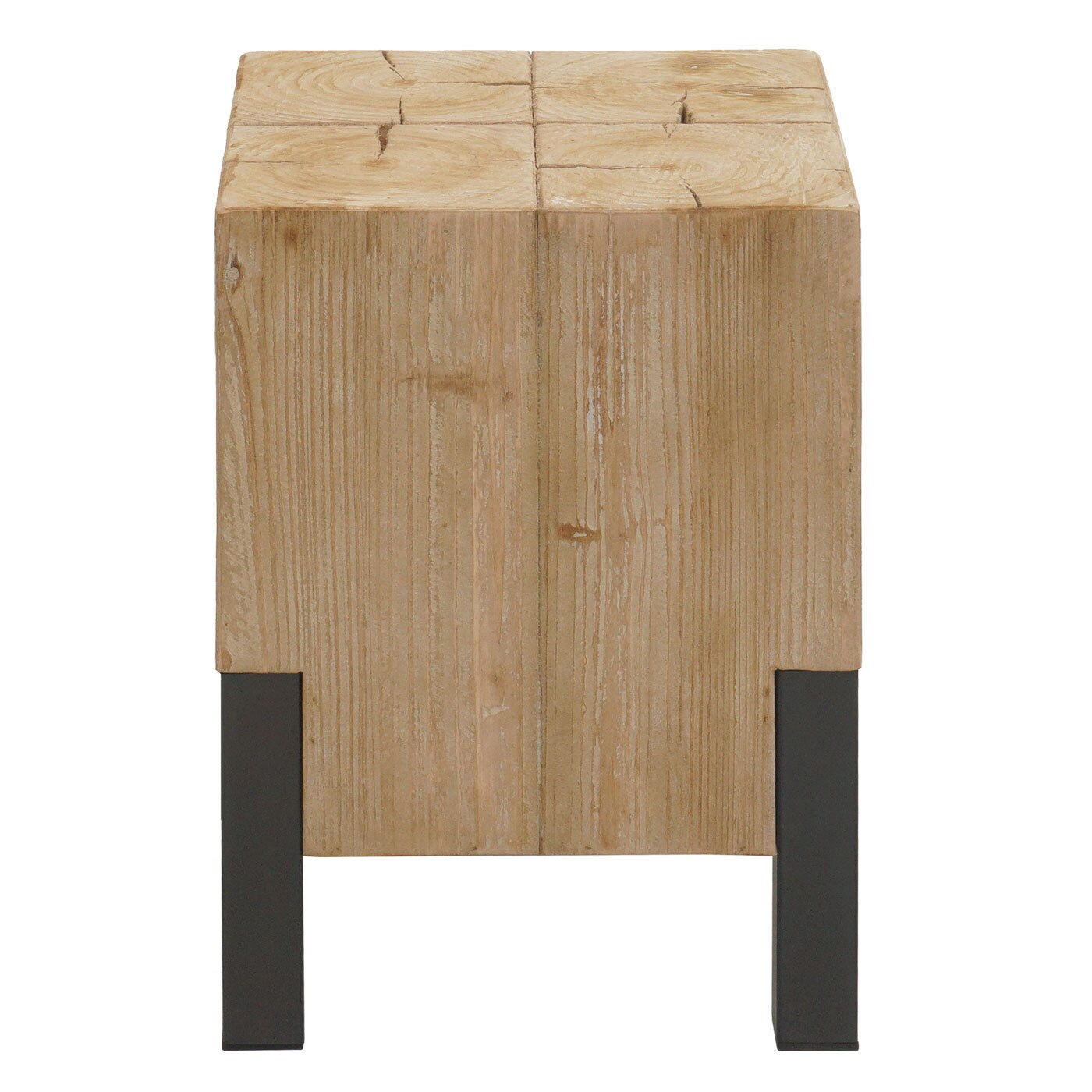 Beistelltisch MCW-L76b, Blumentisch Tisch, Industrial Metall Massiv-Holz MVG-zertifiziert, 46x32x32cm natur