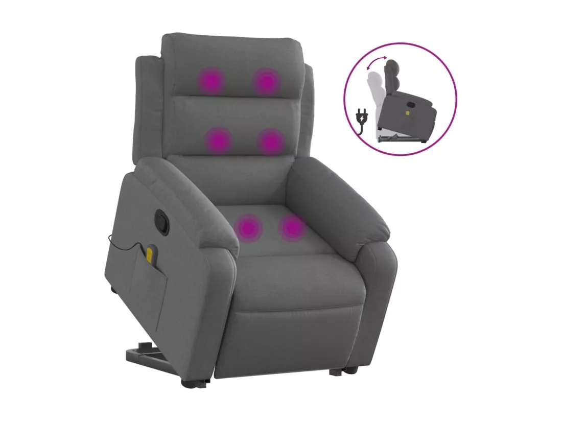 Fauteuil massant inclinable Gris foncé Tissu