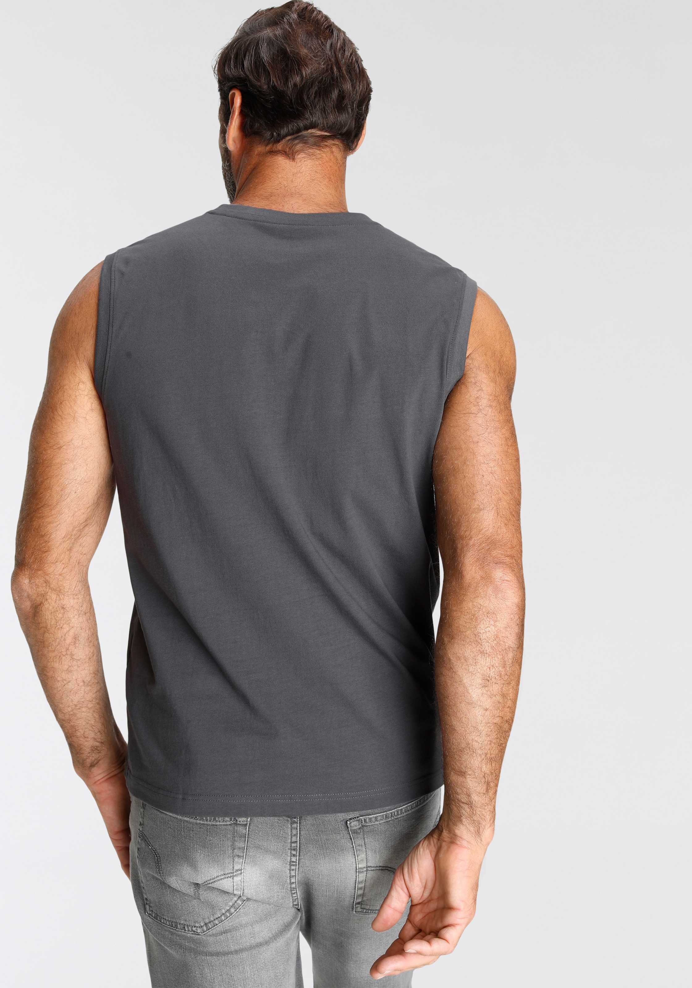 Man's World Muscleshirt , ohne Ärmel,  bedruckt,  Rundhalsausschnitt,  aus Baumwolle