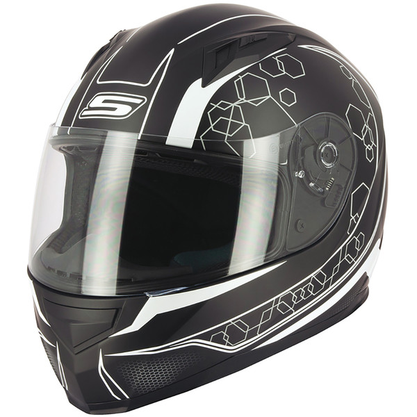 S-Line - Casque Apex S448 Deco Noir Mat / Blanc