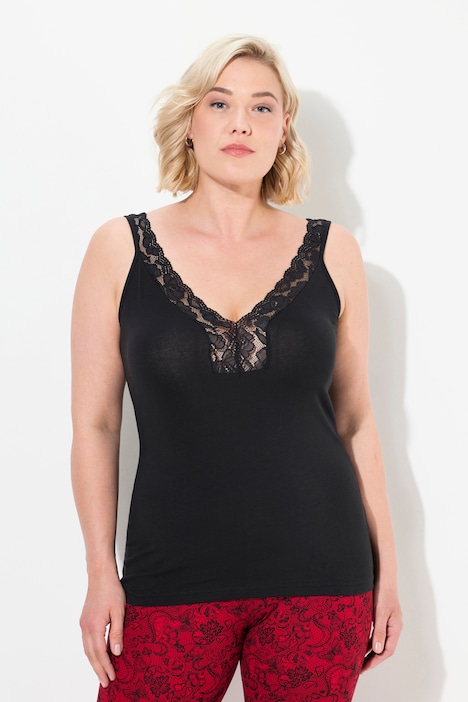 Top, Spitze, V-Ausschnitt, Slim