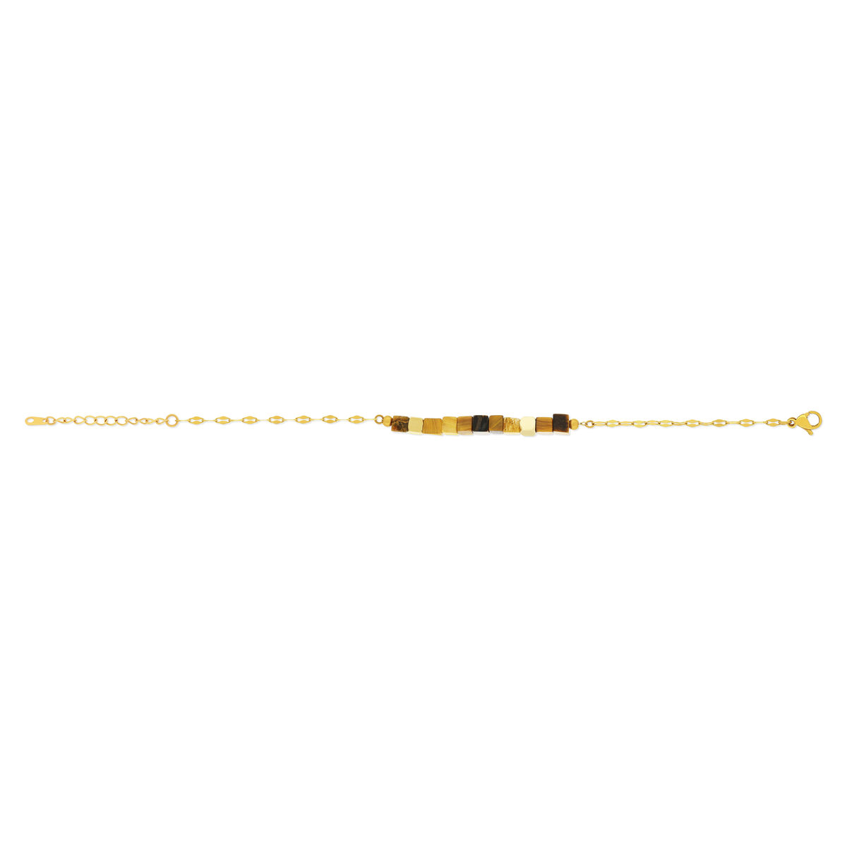 Bracelet acier doré pierres oeil de tigre 20 cm